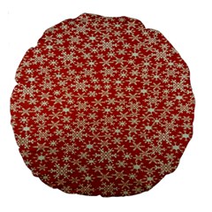 Holiday Snow Snowflakes Red Large 18  Premium Round Cushions by Nexatart