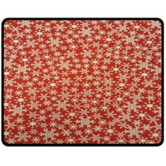 Holiday Snow Snowflakes Red Double Sided Fleece Blanket (medium)  by Nexatart