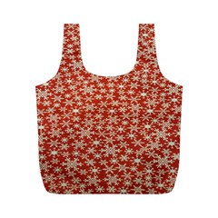 Holiday Snow Snowflakes Red Full Print Recycle Bags (m)  by Nexatart