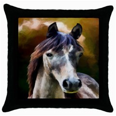 Horse Horse Portrait Animal Throw Pillow Case (black) by Nexatart