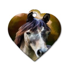 Horse Horse Portrait Animal Dog Tag Heart (one Side) by Nexatart