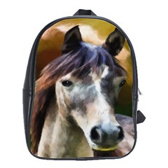 Horse Horse Portrait Animal School Bags(large)  by Nexatart