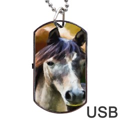 Horse Horse Portrait Animal Dog Tag Usb Flash (two Sides) by Nexatart