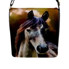 Horse Horse Portrait Animal Flap Messenger Bag (l)  by Nexatart