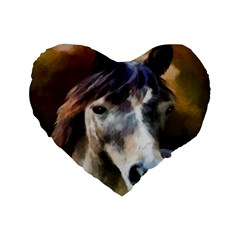 Horse Horse Portrait Animal Standard 16  Premium Flano Heart Shape Cushions by Nexatart