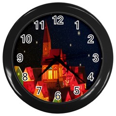 Market Christmas Light Wall Clocks (black) by Nexatart