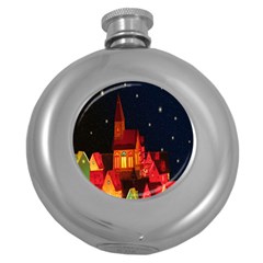 Market Christmas Light Round Hip Flask (5 Oz) by Nexatart