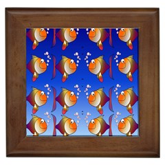 Illustration Fish Pattern Framed Tiles