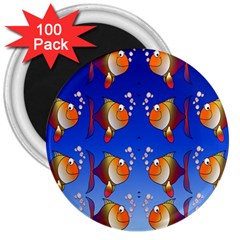 Illustration Fish Pattern 3  Magnets (100 Pack) by Nexatart