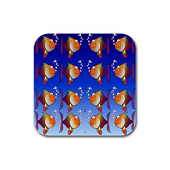 Illustration Fish Pattern Rubber Square Coaster (4 Pack)  by Nexatart