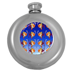 Illustration Fish Pattern Round Hip Flask (5 Oz) by Nexatart