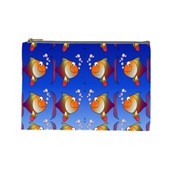 Illustration Fish Pattern Cosmetic Bag (large)  by Nexatart