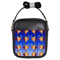 Illustration Fish Pattern Girls Sling Bags