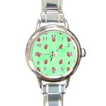 Ladybug Pattern Round Italian Charm Watch Front