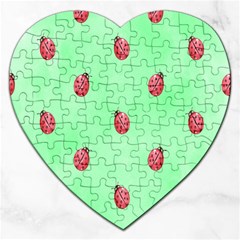 Ladybug Pattern Jigsaw Puzzle (heart) by Nexatart