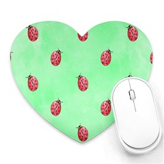 Ladybug Pattern Heart Mousepads by Nexatart