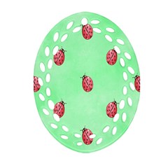 Ladybug Pattern Oval Filigree Ornament (two Sides) by Nexatart