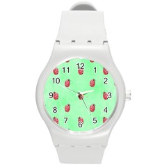 Ladybug Pattern Round Plastic Sport Watch (m)