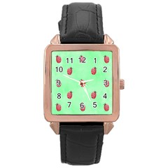 Ladybug Pattern Rose Gold Leather Watch  by Nexatart