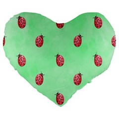 Ladybug Pattern Large 19  Premium Flano Heart Shape Cushions