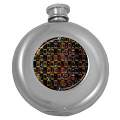 Kaleidoscope Pattern Abstract Art Round Hip Flask (5 Oz)