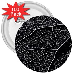 Leaf Pattern  B&w 3  Buttons (100 Pack) 