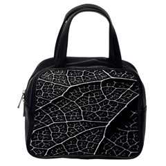 Leaf Pattern  B&w Classic Handbags (one Side)