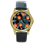 Lampion Round Gold Metal Watch Front