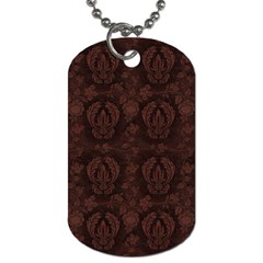 Leaf Pattern Green Wallpaper Tea Leather Dog Tag (two Sides) by Nexatart