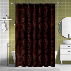 Leaf Pattern Green Wallpaper Tea Leather Shower Curtain 48  X 72  (small)  by Nexatart