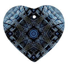 Jeans Background Heart Ornament (two Sides) by Nexatart