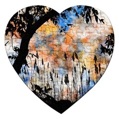 Landscape Sunset Sky Summer Jigsaw Puzzle (Heart)