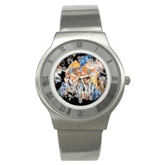 Landscape Sunset Sky Summer Stainless Steel Watch by Nexatart