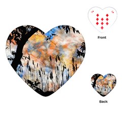 Landscape Sunset Sky Summer Playing Cards (Heart) 