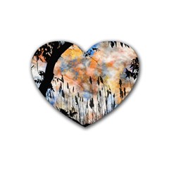 Landscape Sunset Sky Summer Rubber Coaster (heart)  by Nexatart