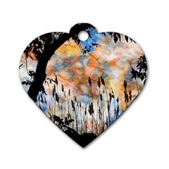 Landscape Sunset Sky Summer Dog Tag Heart (one Side) by Nexatart