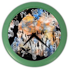 Landscape Sunset Sky Summer Color Wall Clocks by Nexatart