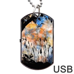 Landscape Sunset Sky Summer Dog Tag USB Flash (One Side)