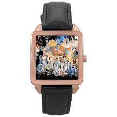 Landscape Sunset Sky Summer Rose Gold Leather Watch 