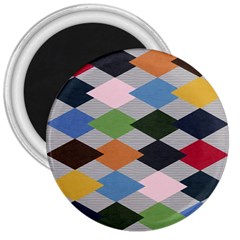 Leather Colorful Diamond Design 3  Magnets by Nexatart