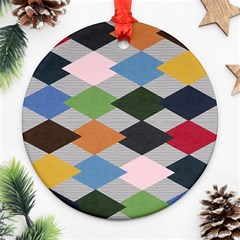 Leather Colorful Diamond Design Ornament (round) by Nexatart