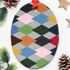 Leather Colorful Diamond Design Ornament (oval) by Nexatart