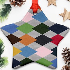 Leather Colorful Diamond Design Ornament (star) by Nexatart