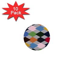 Leather Colorful Diamond Design 1  Mini Buttons (10 Pack)  by Nexatart