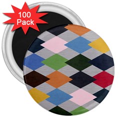 Leather Colorful Diamond Design 3  Magnets (100 Pack) by Nexatart