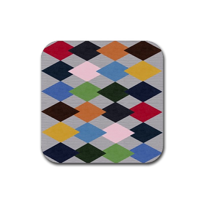 Leather Colorful Diamond Design Rubber Coaster (Square) 