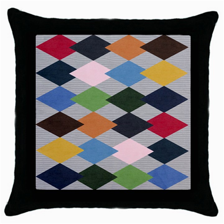 Leather Colorful Diamond Design Throw Pillow Case (Black)