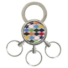 Leather Colorful Diamond Design 3-ring Key Chains by Nexatart