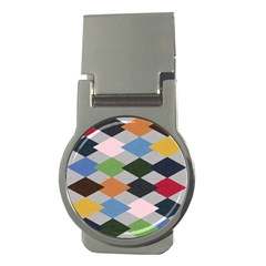 Leather Colorful Diamond Design Money Clips (round)  by Nexatart