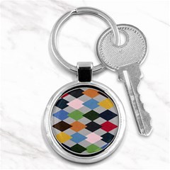 Leather Colorful Diamond Design Key Chains (round)  by Nexatart